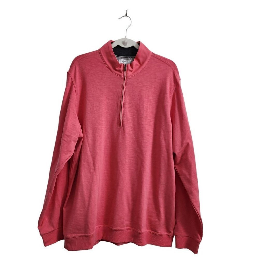 AdiPure by Adidas Mens Golf Sweater XL Salmon Pink 1/4 Zip Pullover Outdoor